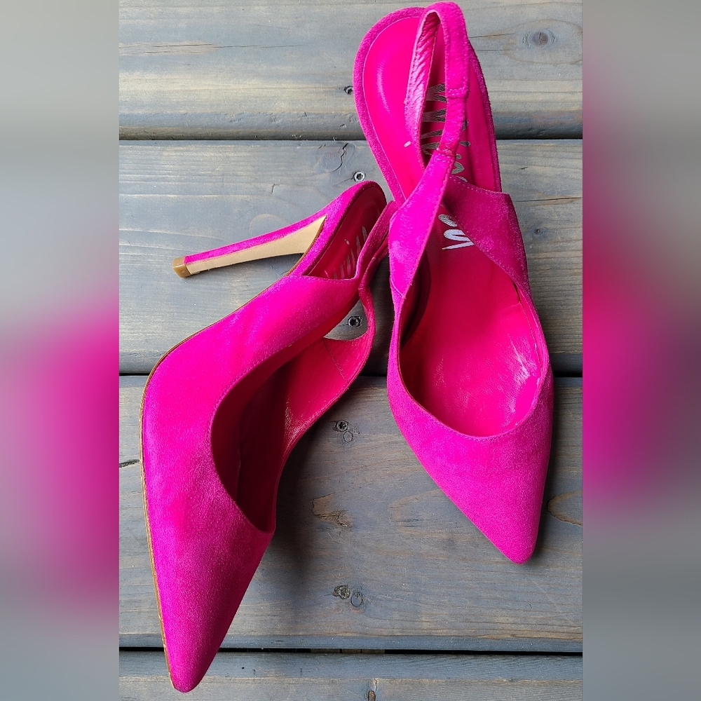 Pink Sling-Back Leather Heels
